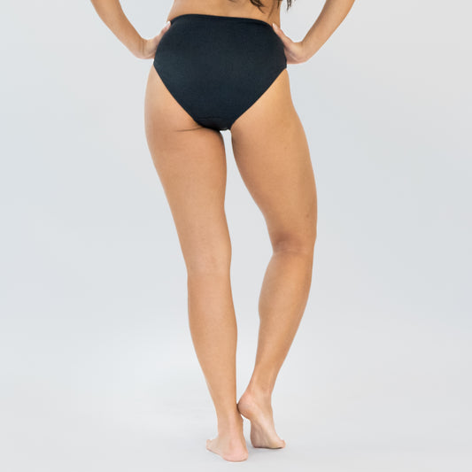 Side Shirred Hipster Bikini Bottoms - Black - FINAL SALE