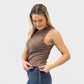 Side Tie Shirred Tank - Mocha Latte