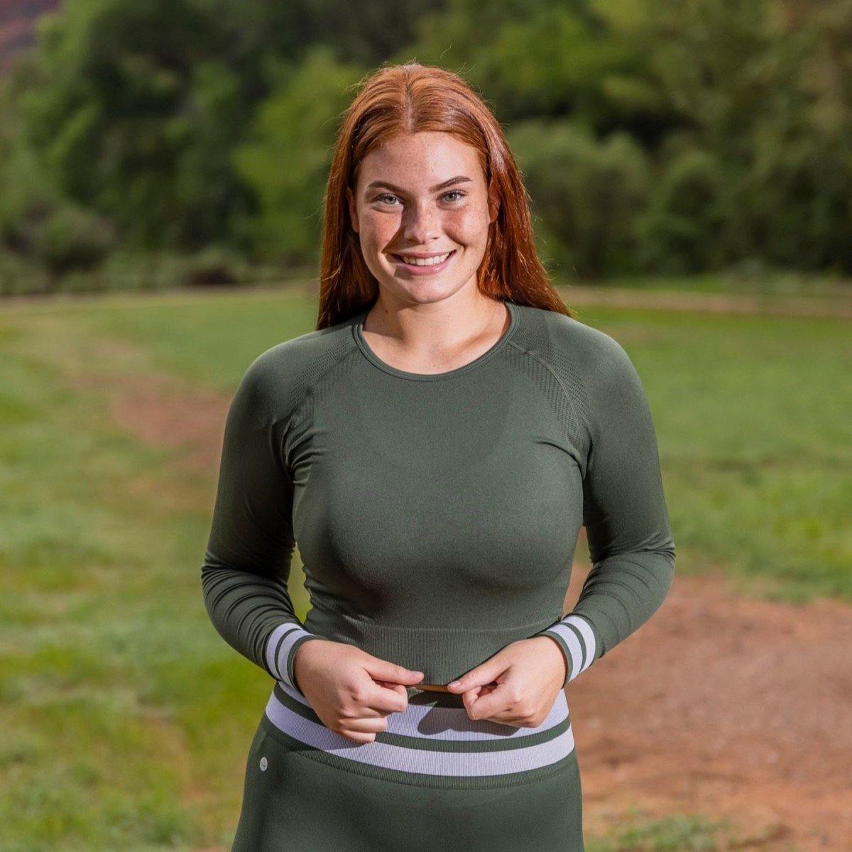 Sporty Seamless Long Sleeve Crop - Evergreen - Senita Athletics