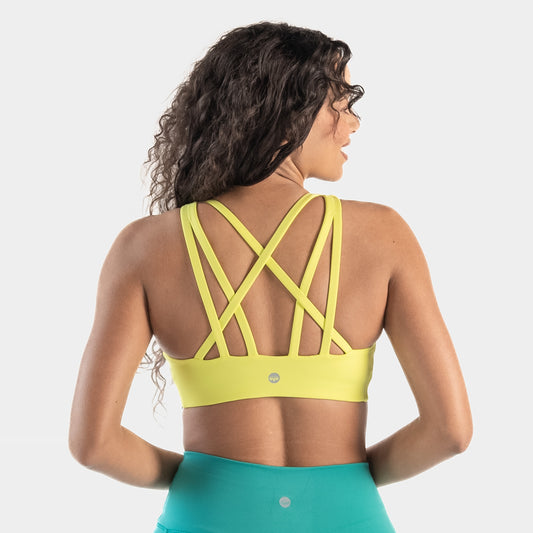 Strappy Sports Bra - Highlighter Yellow - FINAL SALE