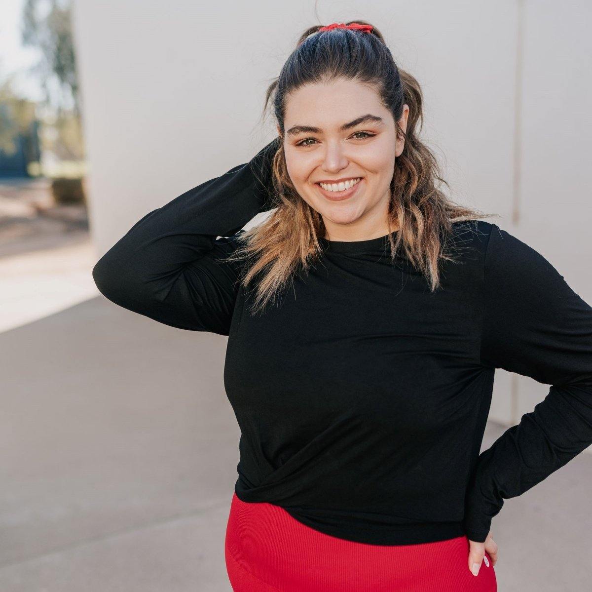 Twisted Cropped Long Sleeve - Black - Senita Athletics