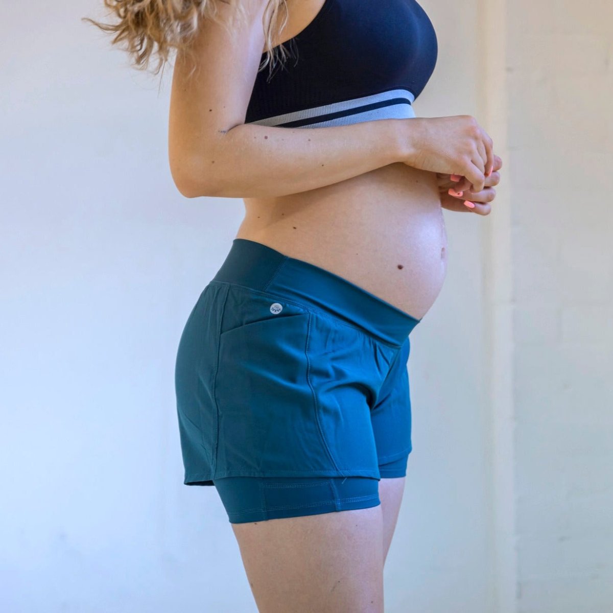 Under Panel Maternity Shorts - Pacific - Senita Athletics