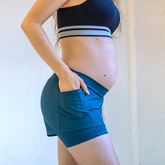 Under Panel Maternity Shorts - Pacific - Senita Athletics