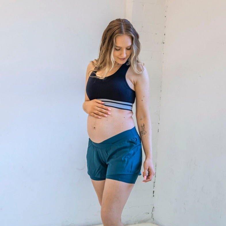 Under Panel Maternity Shorts - Pacific - Senita Athletics