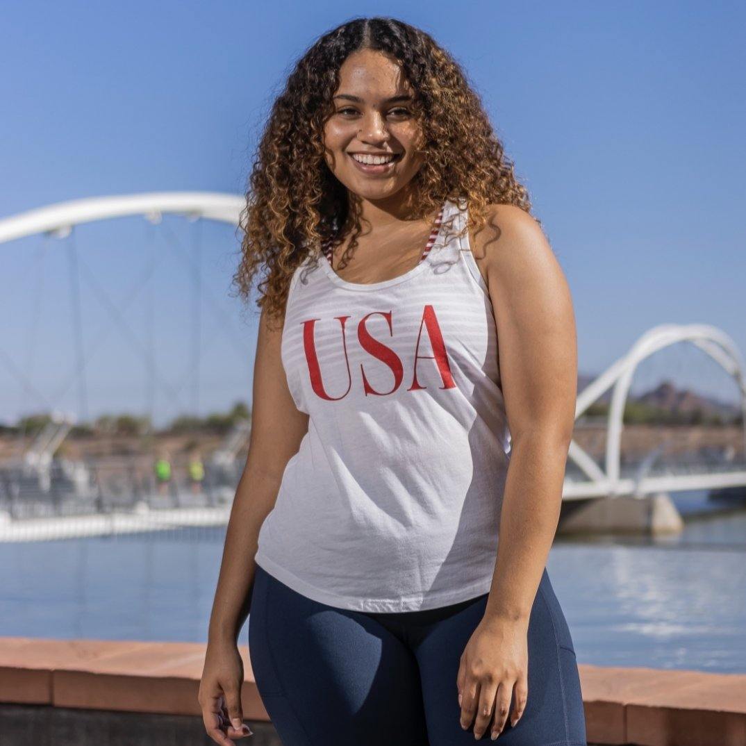 USA Racerback Tank - White - Senita Athletics