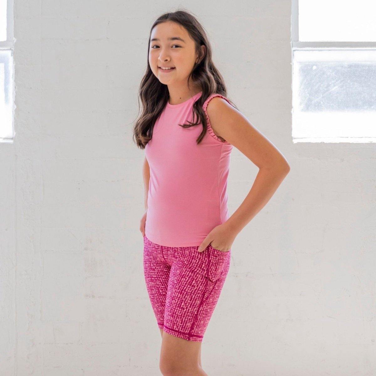 Youth Biker Shorts - Uptown Pink - Senita Athletics